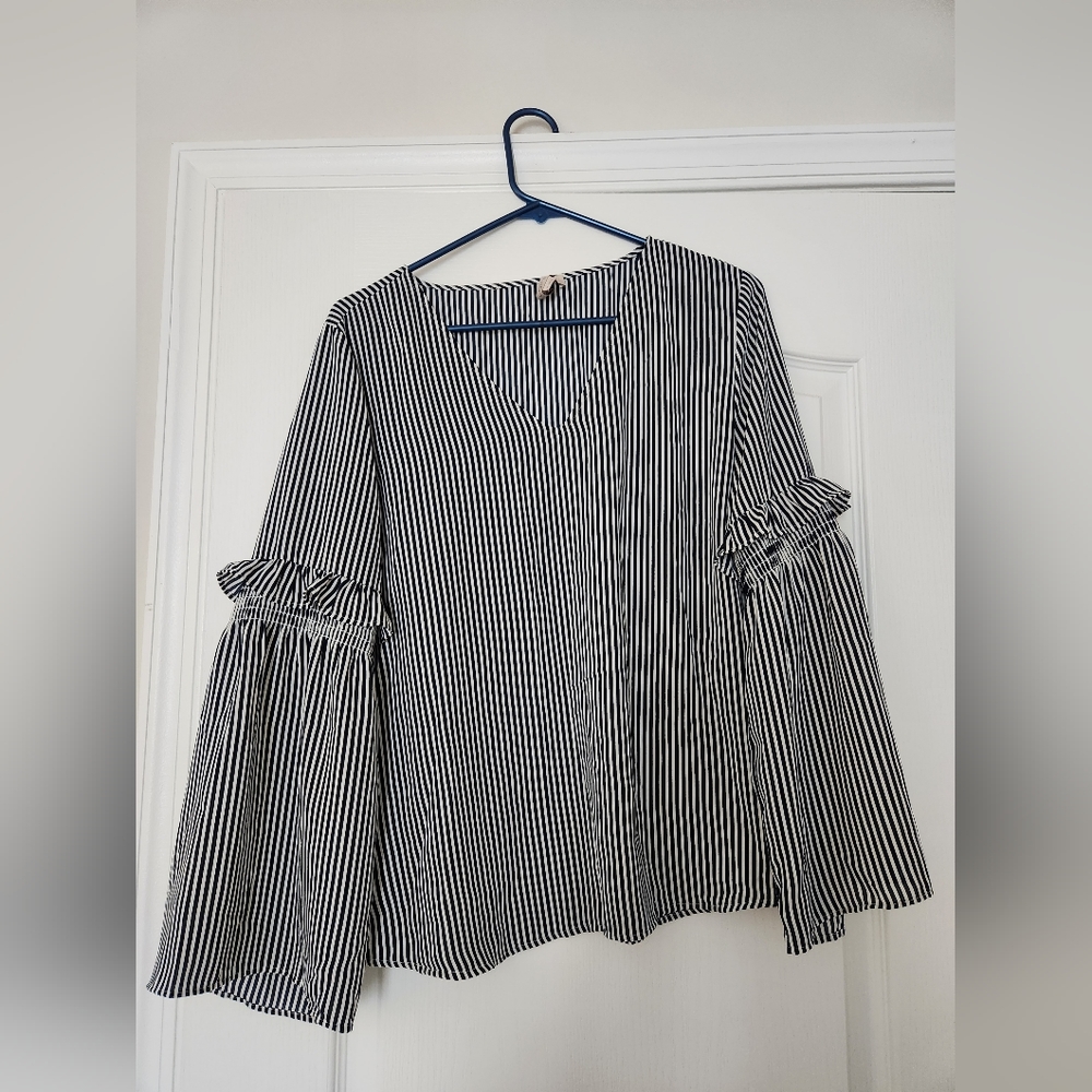 Navy Striped LOFT Blouse